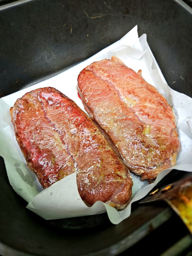 Flipping the steak