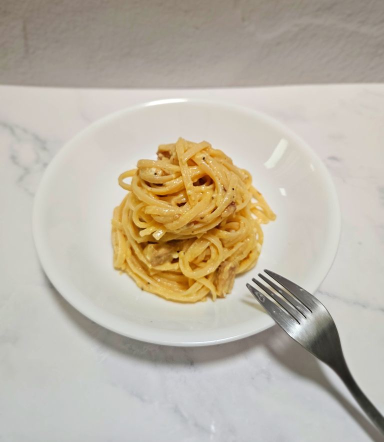 High Protein Cottage Cheese Carbonara