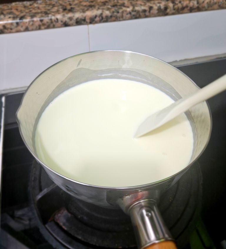 Cook milk and cream
